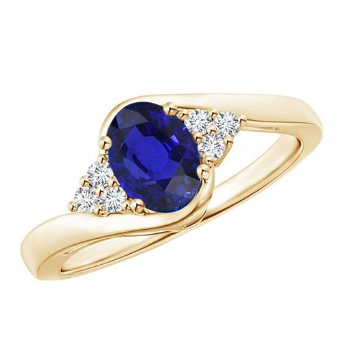 Diamant Damenring mit Akzent Prong Deep Oval Blue Sapphire 3.75 Karat - harrychadent.de