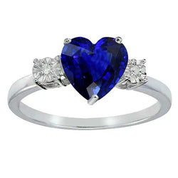 Diamant-Drei-Stein-Hochzeits-Herz-Ceylon-Saphir-Ring 2,50 Karat