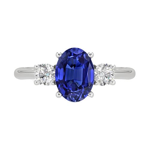 Diamant-Drei-Steine-Ring 4,75 Karat Oval srilankischer Saphir-Schmuck - harrychadent.de