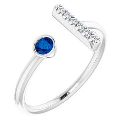 Diamant-Edelstein-Ring 0,48 Karat Ceylon Blauer Saphir