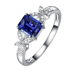 Aus der Erde Abgebauter Natürlicher Diamant Edelstein Ring Strahlend Blauer Saphir Schmetterling Stil 3 Karat