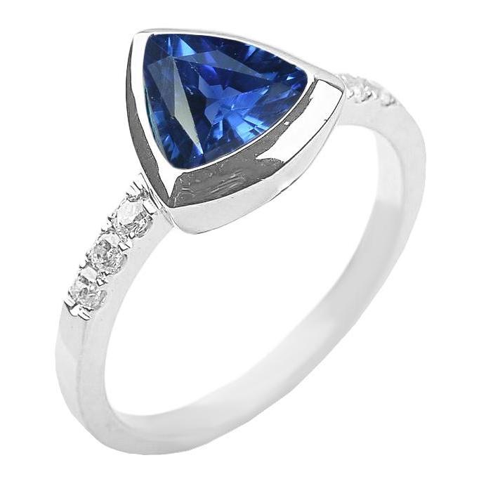 Diamant-Edelstein-Schmuck 2 Karat Billionen Lünette Set Blauer Saphirring - harrychadent.de