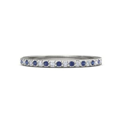 Diamant Ehering 0,60 Karat Krappenfassung blaue Saphire