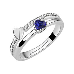 Diamant Ehering Set Herz Blauer Saphir 2 Karat Damenschmuck