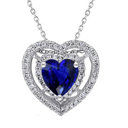 Aus der Erde Abgebauter Natürlicher Diamant Fancy Anhänger Herz Ceylon Saphir mit Kette 5 Karat