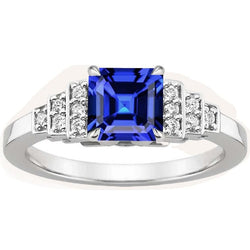 Diamant Fancy Ring Asscher Schliff Saphir Edelstein 3 Karat Zinken Set