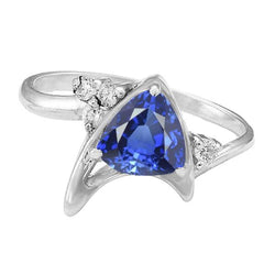 Aus der Erde Abgebauter Natürlicher Diamant Fancy Ring Ceylon Saphir Trillion Cut Edelstein 1,75 Karat