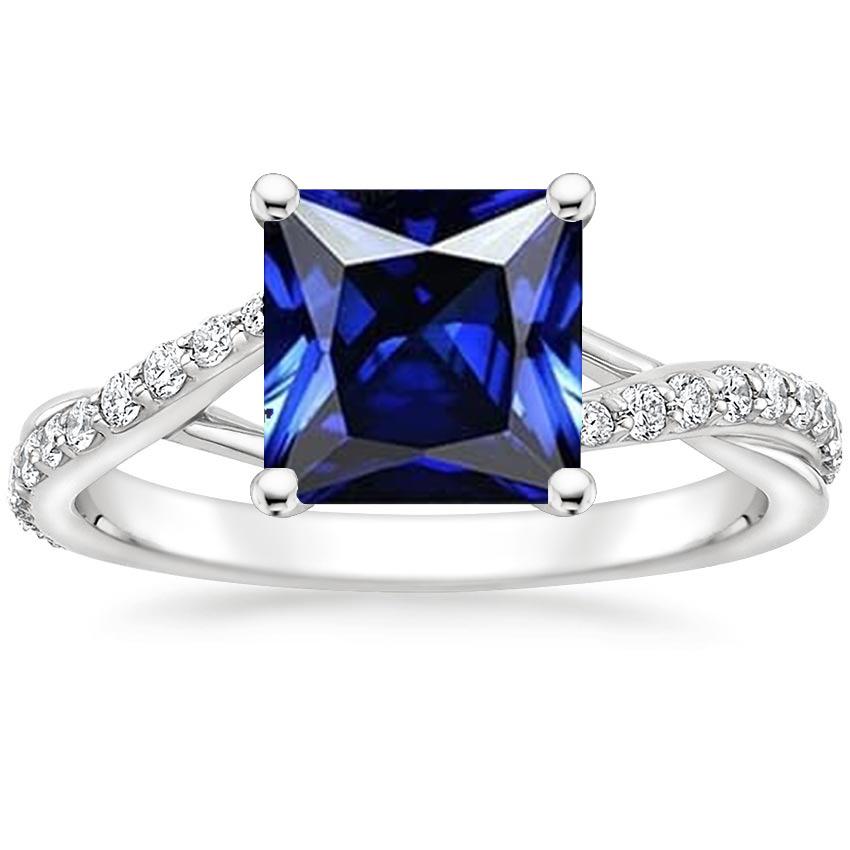 Diamant-Goldschmuck Prinzessin Blauer Saphir-Ring mit Akzenten 6 Karat - harrychadent.de