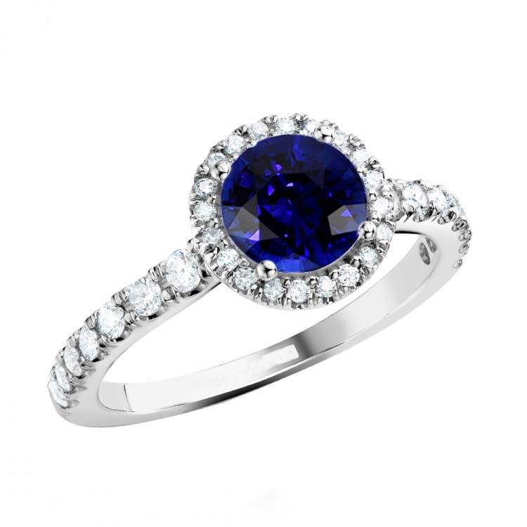 Diamant Halo Blue Saphir Edelstein Ring 3,50 Karat Hochzeitsschmuck - harrychadent.de