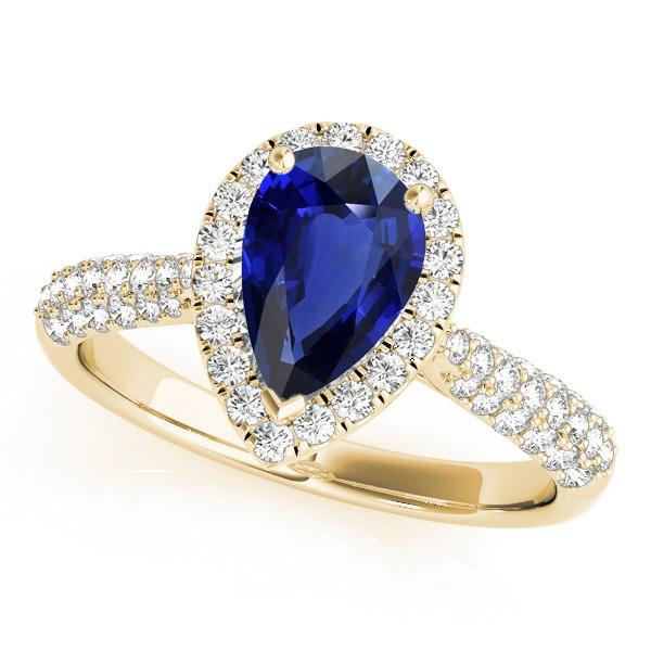 Diamant Halo Blue Saphir Ehering Gelbgold 5 Karat - harrychadent.de