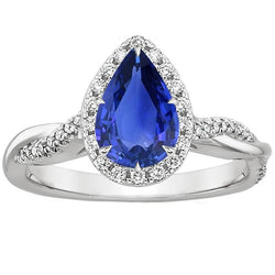 Diamant Halo Blue Sapphire Solitaire mit Akzenten Ring 5,50 Karat