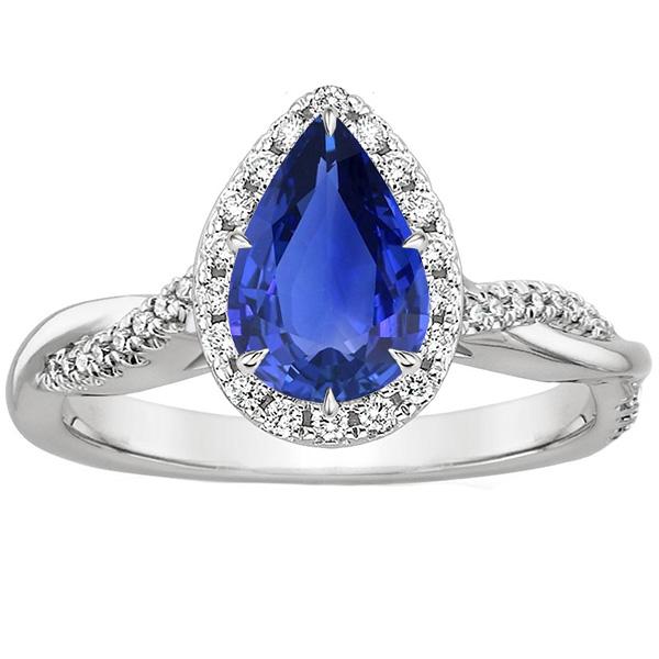 Diamant Halo Blue Sapphire Solitaire mit Akzenten Ring 5,50 Karat - harrychadent.de
