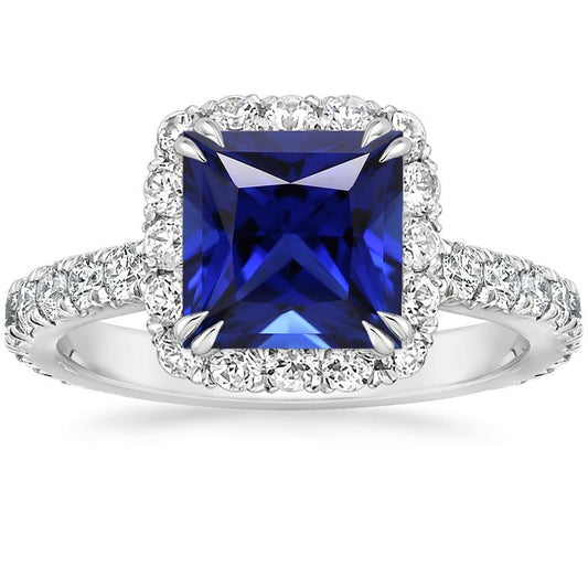 Diamant Halo Edelstein Ring Ceylon Saphir Princess Pave Set 6 Karat - harrychadent.de