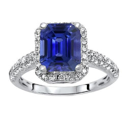 Aus der Erde Abgebauter Natürlicher Diamant Halo Ehering Smaragd Sri Lanka Saphir 4 Karat