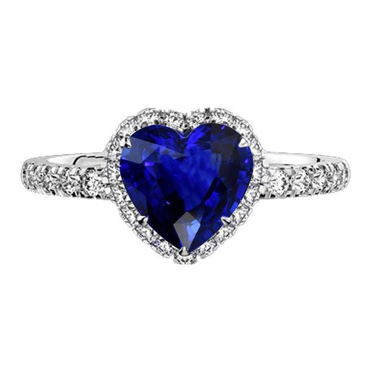 Diamant Halo Heart Srilanka Saphir Ring 3,50 Karat Gold 14K - harrychadent.de