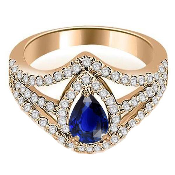 Diamant Halo Hochzeit Birne Blauer Saphir Ring 4,50 Karat Goldschmuck - harrychadent.de