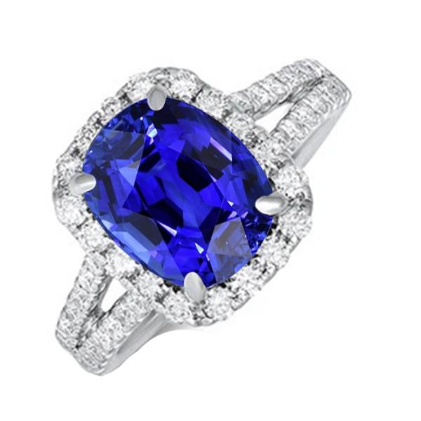 Diamant Halo Oval Blue Saphir Ring Split Shank 5,50 Karat Schmuck - harrychadent.de