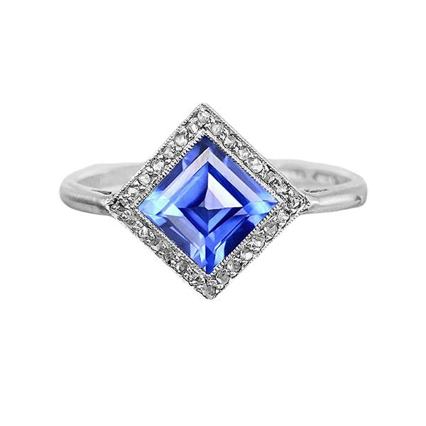 Diamant Halo Princess Blauer Saphir Ring 3 Karat Gold Pyramidenstil - harrychadent.de