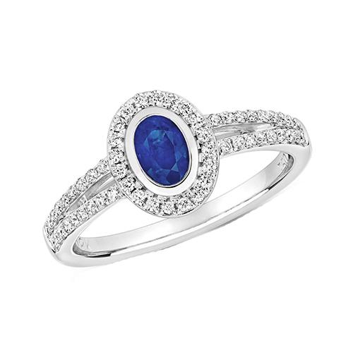 Diamant Halo Ring Lünette Oval Ceylon Saphir Edelstein 2,50 Karat - harrychadent.de