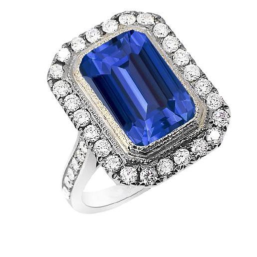 Diamant Halo Ring Lünette Vintage Style Smaragd Srilankan 4,50 Karat - harrychadent.de