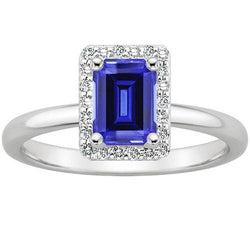 Diamant Halo Ring Smaragd Ceylon Saphir & Diamant 4 Karat