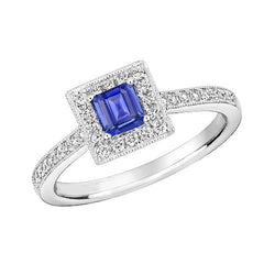 Diamant Halo Ring Smaragdblauer Saphir 3 Karat 14K Weißgold