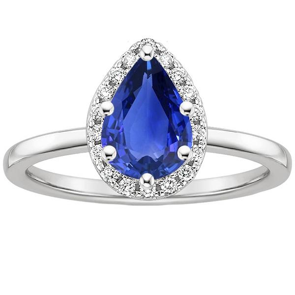 Diamant Halo Ring Tropfenform Birne Sri Lanka Saphir 4 Karat - harrychadent.de