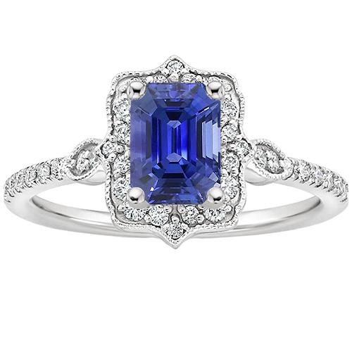Diamant Halo Ring Vintage Style Smaragdblauer Saphir 4 Karat - harrychadent.de