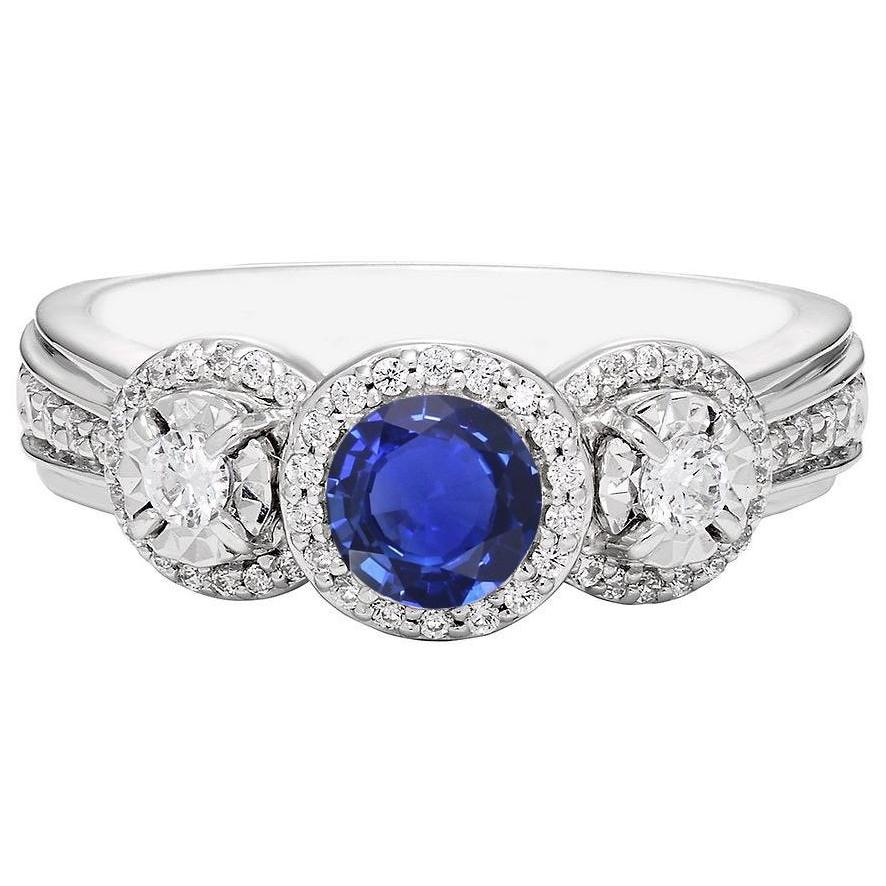 Diamant Halo Runder Blauer Saphir Ring 5 Karat Damenschmuck - harrychadent.de