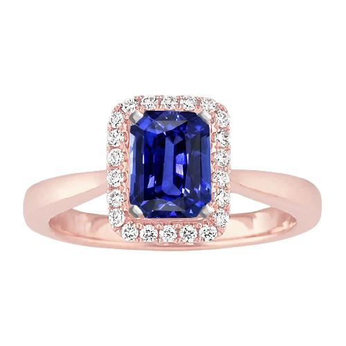 Diamant Halo Radiant Ceylon Saphir Ring Konischer Schaft 3 Karat Gold - harrychadent.de