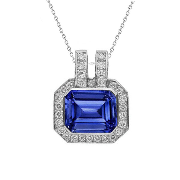 Diamant Halo Smaragd Edelstein Anhänger Double Bail 4,25 Karat Schmuck