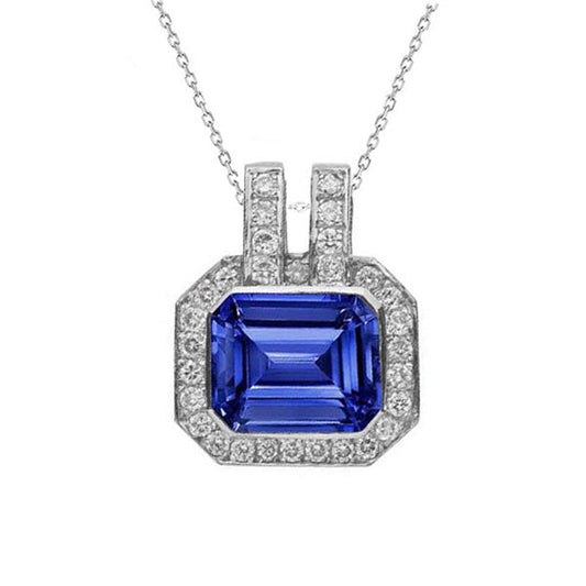 Aus der Erde Abgebauter Natürlicher Diamant Halo Smaragd Edelstein Anhänger Double Bail 4,25 Karat Schmuck