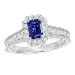 Aus der Erde Abgebauter Natürlicher Diamant Halo Smaragd Ring Ceylon Saphir 3 Karat Damenschmuck