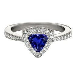 Diamant Halo Trillion Ceylon Saphir Ring 2 Karat Damenschmuck