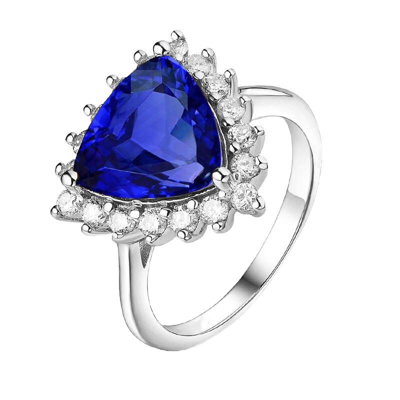 Diamant Halo Trillion Edelstein Ring 3,50 Karat Ceylon Blauer Saphir - harrychadent.de