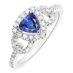 Aus der Erde Abgebauter Natürlicher Diamant Halo Trillion Srilanka Saphir Ring 3 Karat akzentuierter Schmuck
