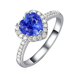 Aus der Erde Abgebauter Natürlicher Diamant Halo herzförmiger natürlicher blauer Saphirring 3,50 Karat