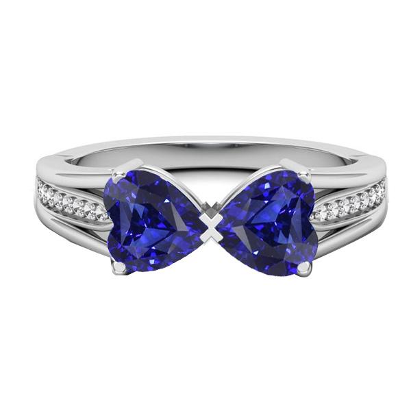 Diamant Herz 2 Stein Blauer Saphir Ring 3,50 Karat Gold 14K Schmuck - harrychadent.de