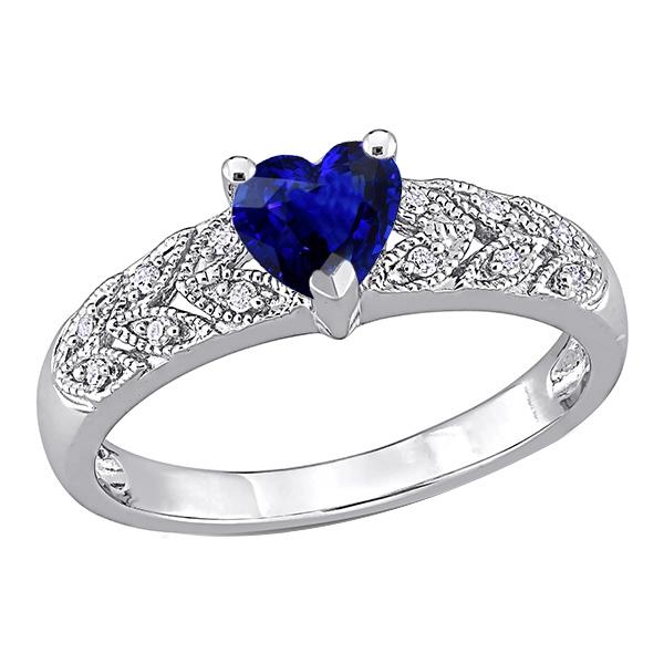 Diamant-Herz Halo blauer Saphir Ring 2,50 Karat Blatt-Stil Schmuck - harrychadent.de