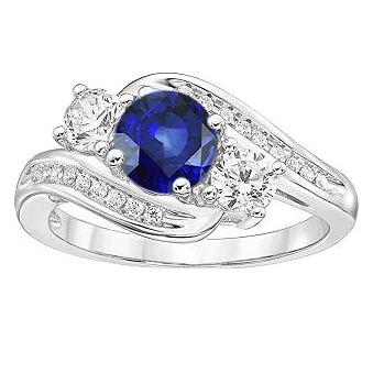 Diamant Hochzeitsschmuck 2 Karat Runder Ceylon Saphir Ring Split Shank - harrychadent.de