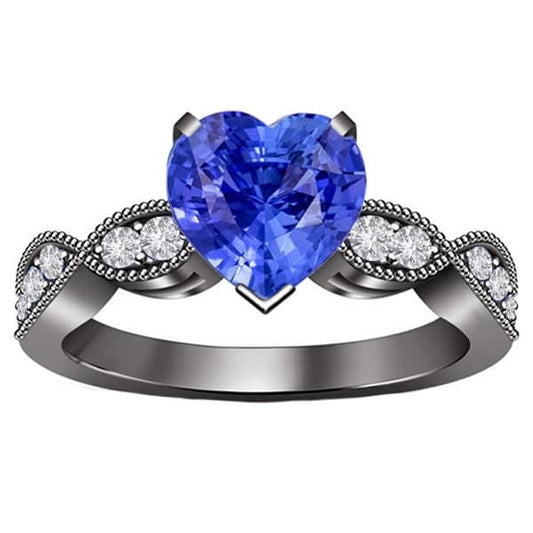 Diamant-Jubiläums-Herz-Blauer Saphir-Ring 3 Karat Twisted Style - harrychadent.de