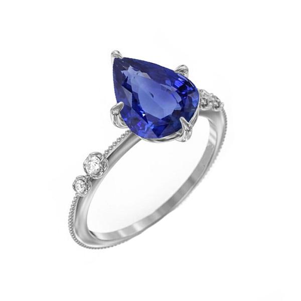 Diamant Jubiläumsbirne Ceylon Saphir Ring 5 Steine 2.50 Karat - harrychadent.de