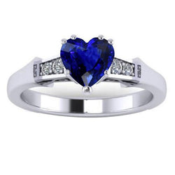 Aus der Erde Abgebauter Natürlicher Diamant Jubiläumsherz Sri Lanka Saphir Ring 5 Steine 1,75 Karat
