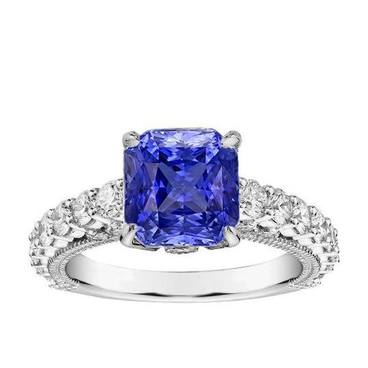Diamant-Jubiläumsring 4 Karat Vintage-Stil Saphir Radiant Cut - harrychadent.de