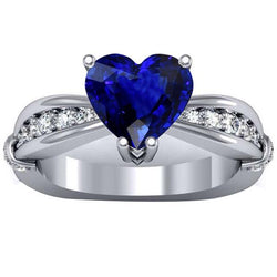 Aus der Erde Abgebauter Natürlicher Diamant-Jubiläumsring Ceylon Saphir Split Shank 3.50 Karat