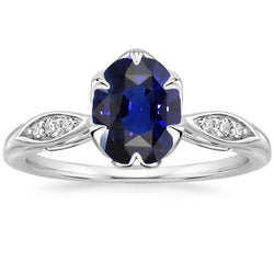 Aus der Erde Abgebauter Natürlicher Diamant-Jubiläumsring Oval Sri Lanka Saphir 3,50 Karat Pave Set