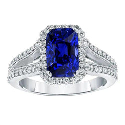 Aus der Erde Abgebauter Natürlicher Diamant-Jubiläumsring Radiant Cut Saphir Split Shank 5,50 Karat