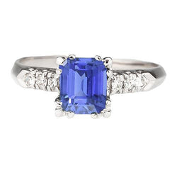 Aus der Erde Abgebauter Natürlicher Diamant-Jubiläumsring Smaragd Hellblauer Saphir 3 Karat