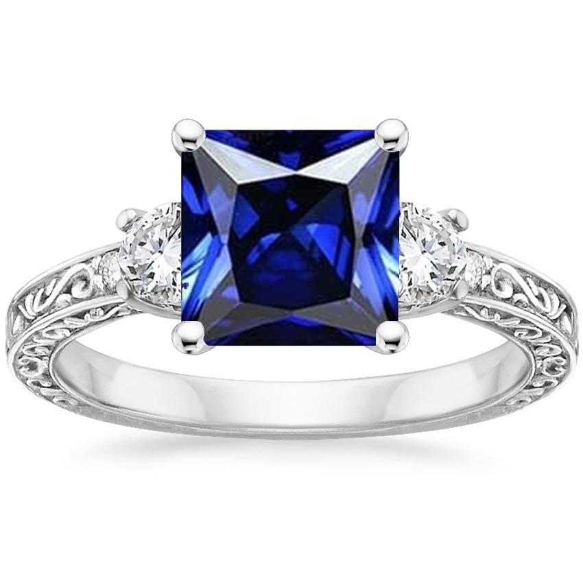 Diamant Jubiläumsring Vintage Style Ceylon Blauer Saphir 5,25 Karat - harrychadent.de
