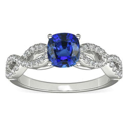 Aus der Erde Abgebauter Natürlicher Diamant Kissen Blauer Saphir Edelstein Ring Infinity Style 3 Karat